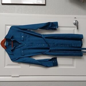 A teal Whitehouse Blackmarket  button-down  dress size 4.